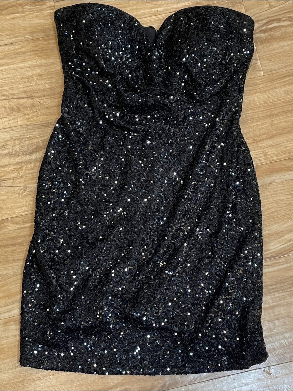NEW Donna Karan New York  Sequin Strapless Black Dress MSRP $249, Sz 12, LBD